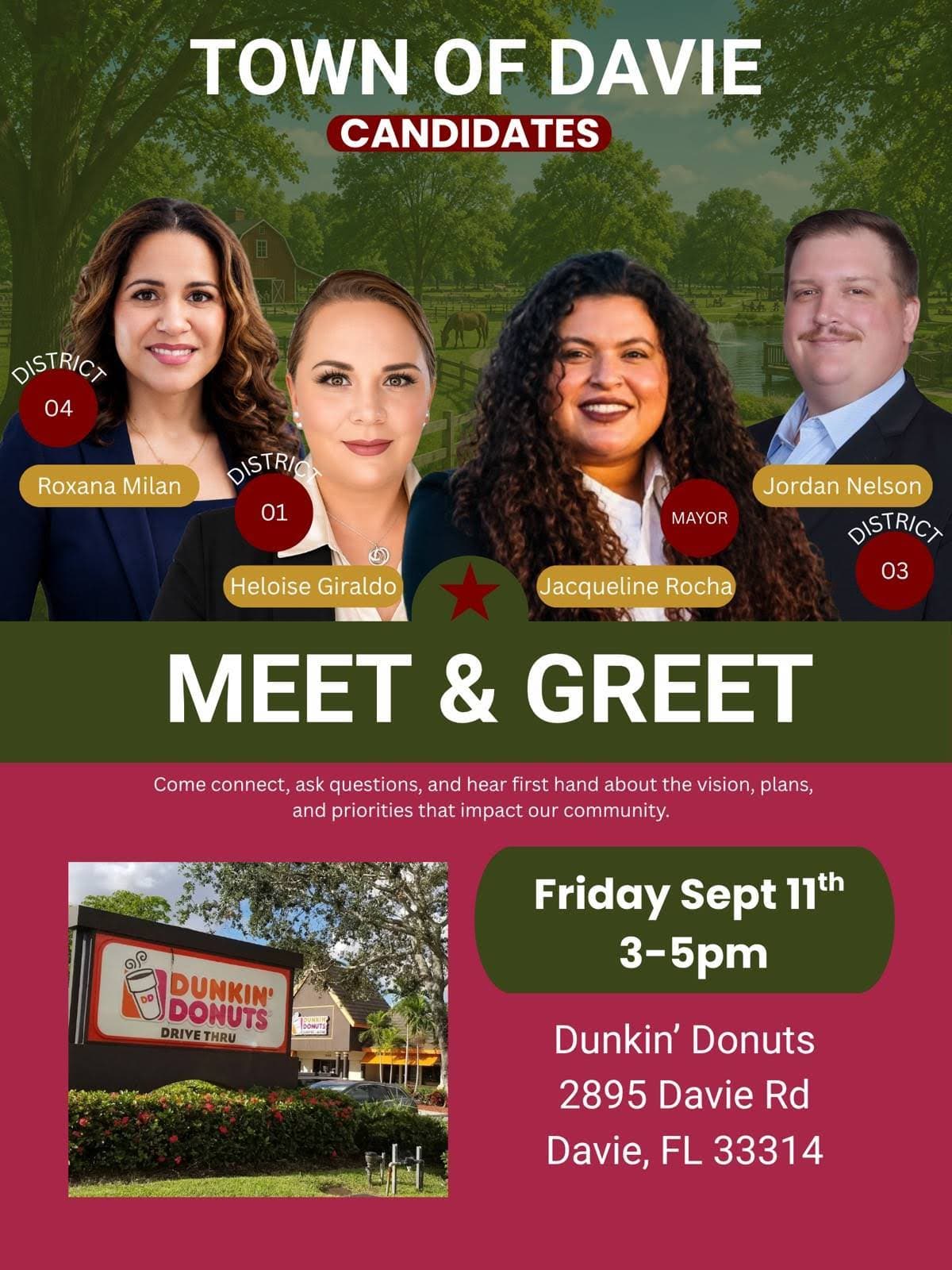 Meet and Greet at Dunkin Donuts flyer, September 11
